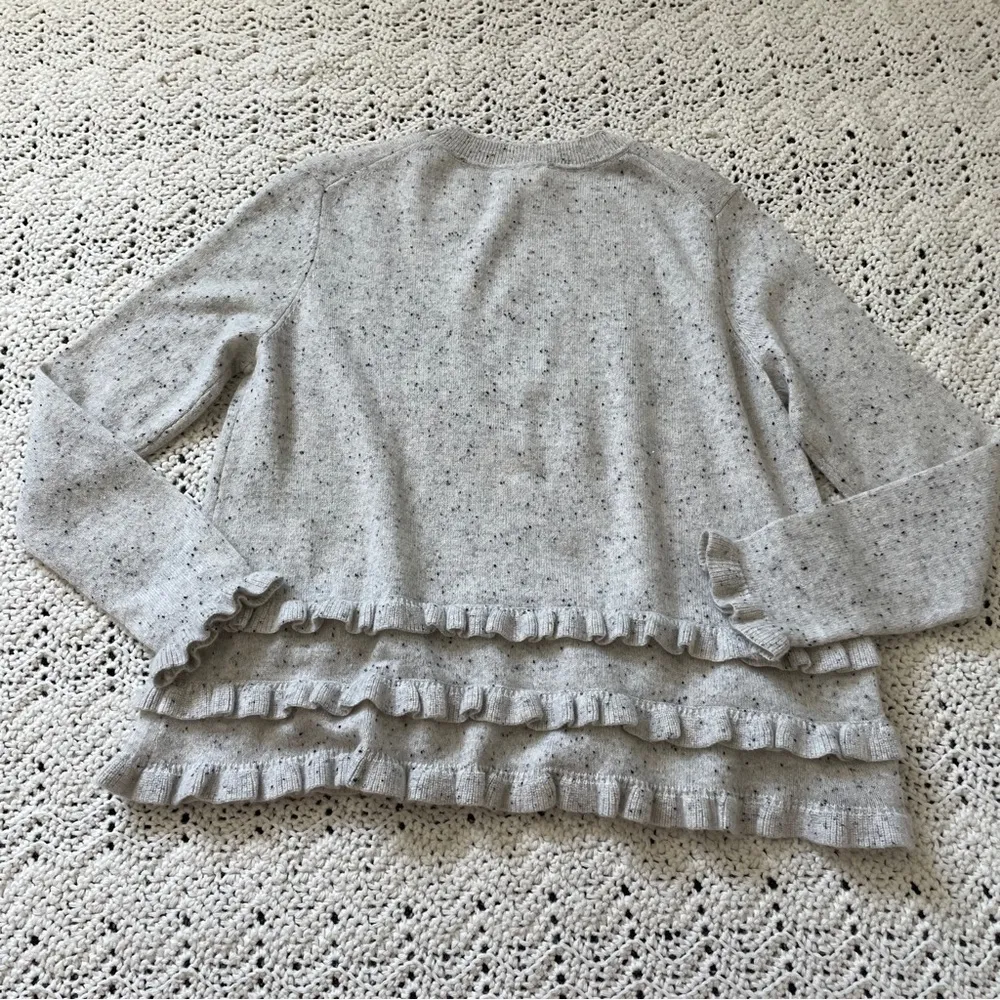 Cinq a Sept Adiella Ruffled Cashmere Knit Sweater Gray (XSmall) - Image 3