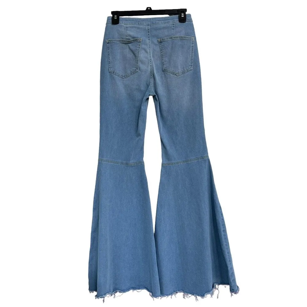 Free People SZ 28R Jeans Just Float on Flare Bermondsey Blue Hi-Rise-We The Free - Image 4