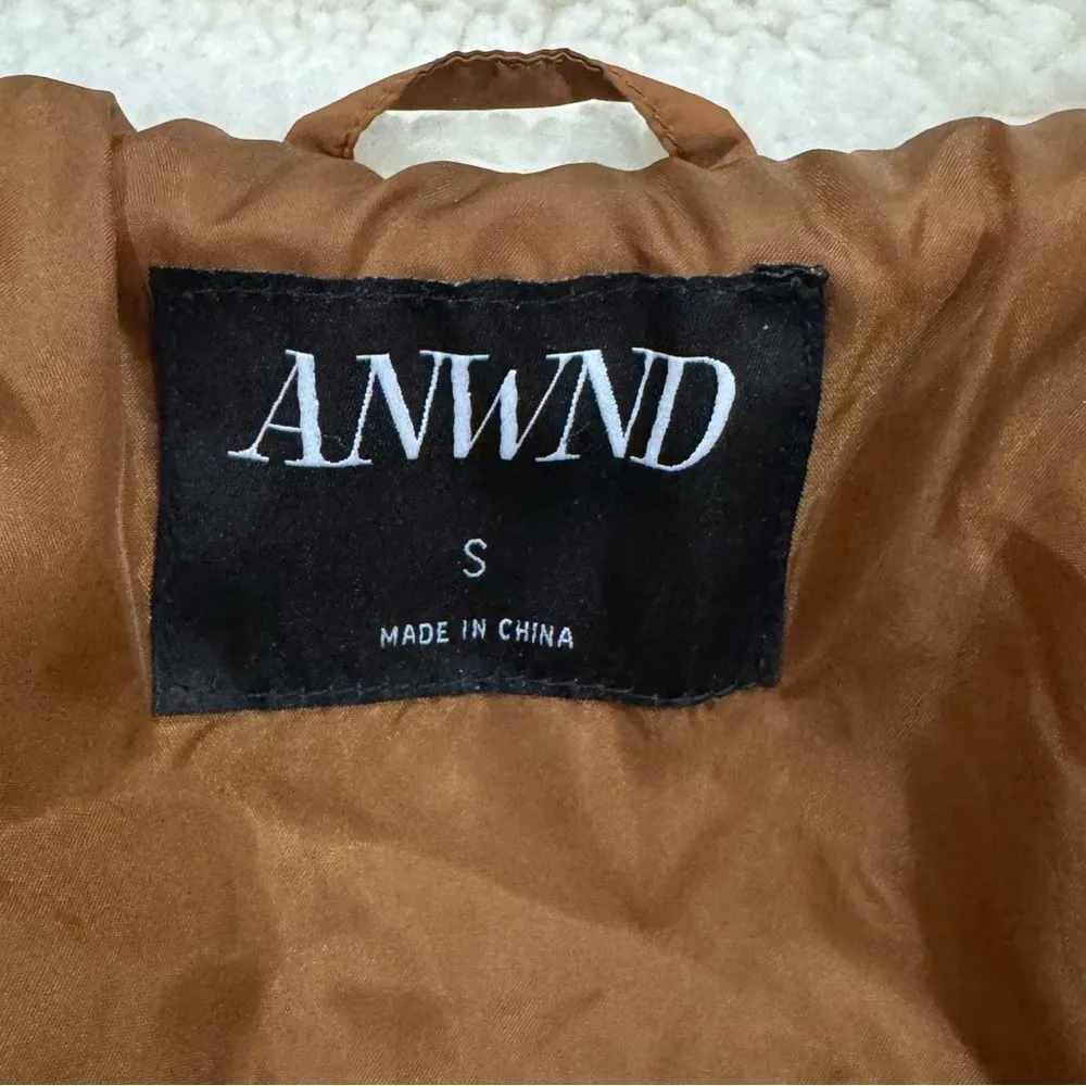 ANWND Tan Sherpa Cropped Jacket Women’s Small - Image 3