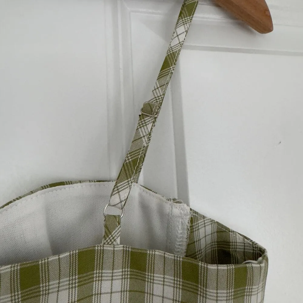 Princess Polly Tuscan Top Green plaid adjustable spaghetti strap sweetheart neck - Image 5