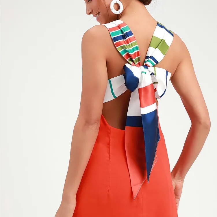 Joyful Red Orange Multi Stripe Tie - Image 3