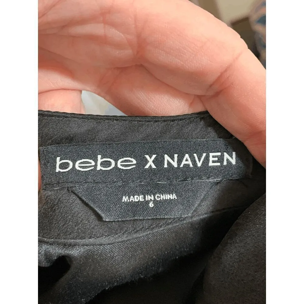 Bebe x Naven Womens Mini Dress Choker Neckline Bell Sleeve Black Size 6 - Image 10