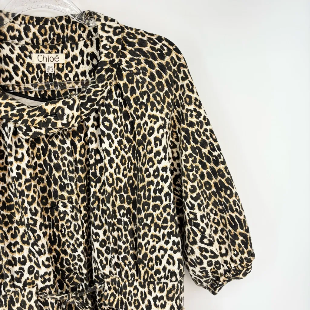Chloe Leopard Print Coat Size 8 - Image 3