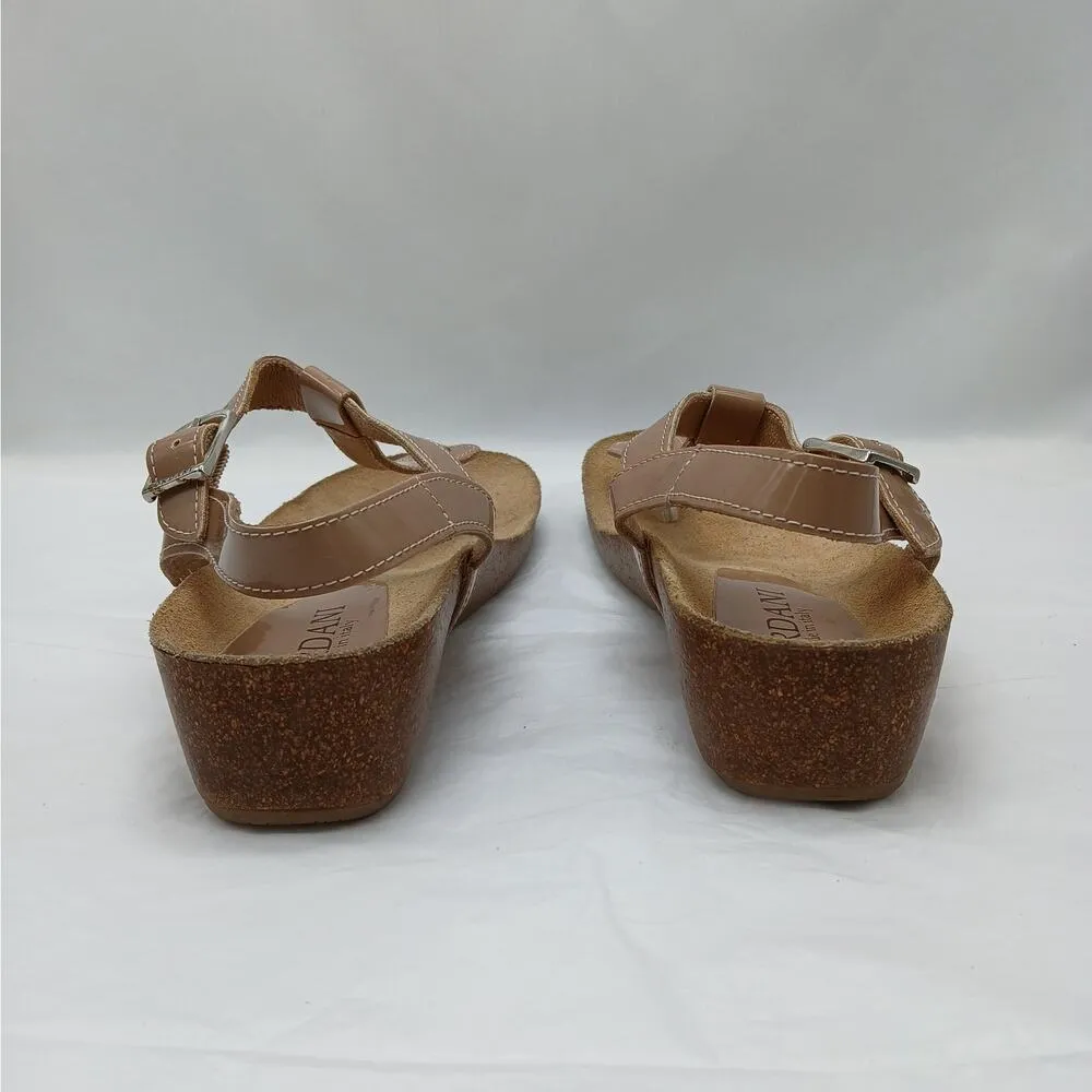 Cordani Gene Thong Wedge Sandal Womens 5.5 Tan Patent Leather Platform Shoes - Image 8