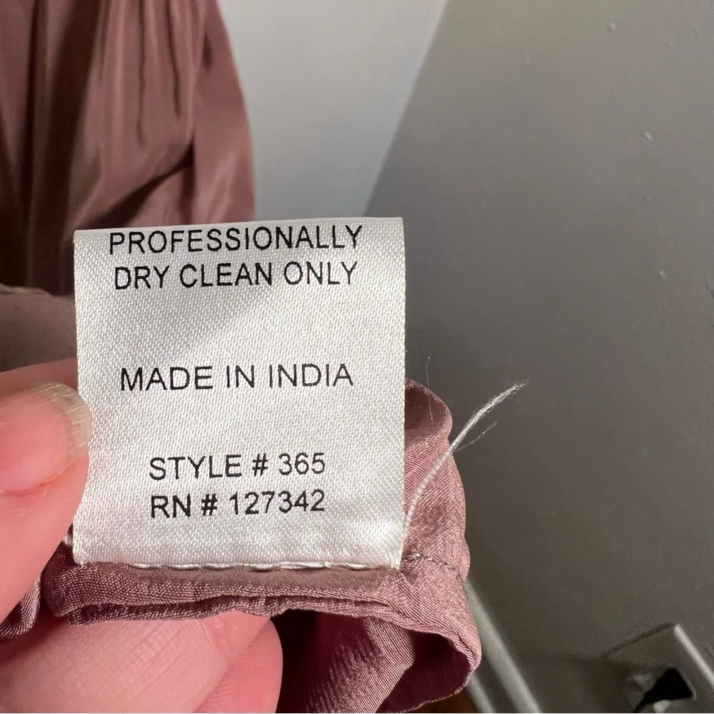 Beyond Vintage Silk Dress Sleeveless Mauve Pink Feather L Size L - Image 9