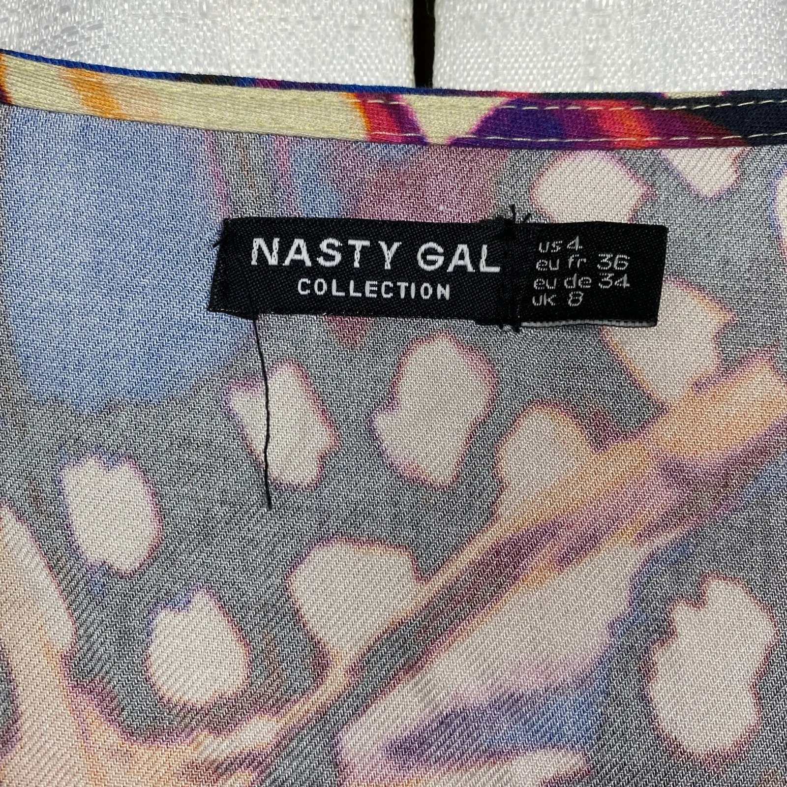 Nasty Gal Blue&Purple Butterfly Print Fringe Open Front Duster Kimono Sz.4 - Image 4