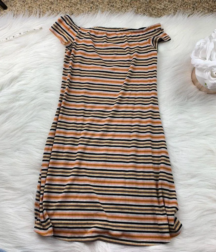 Striped Off Shoulder Dress - Image 2
