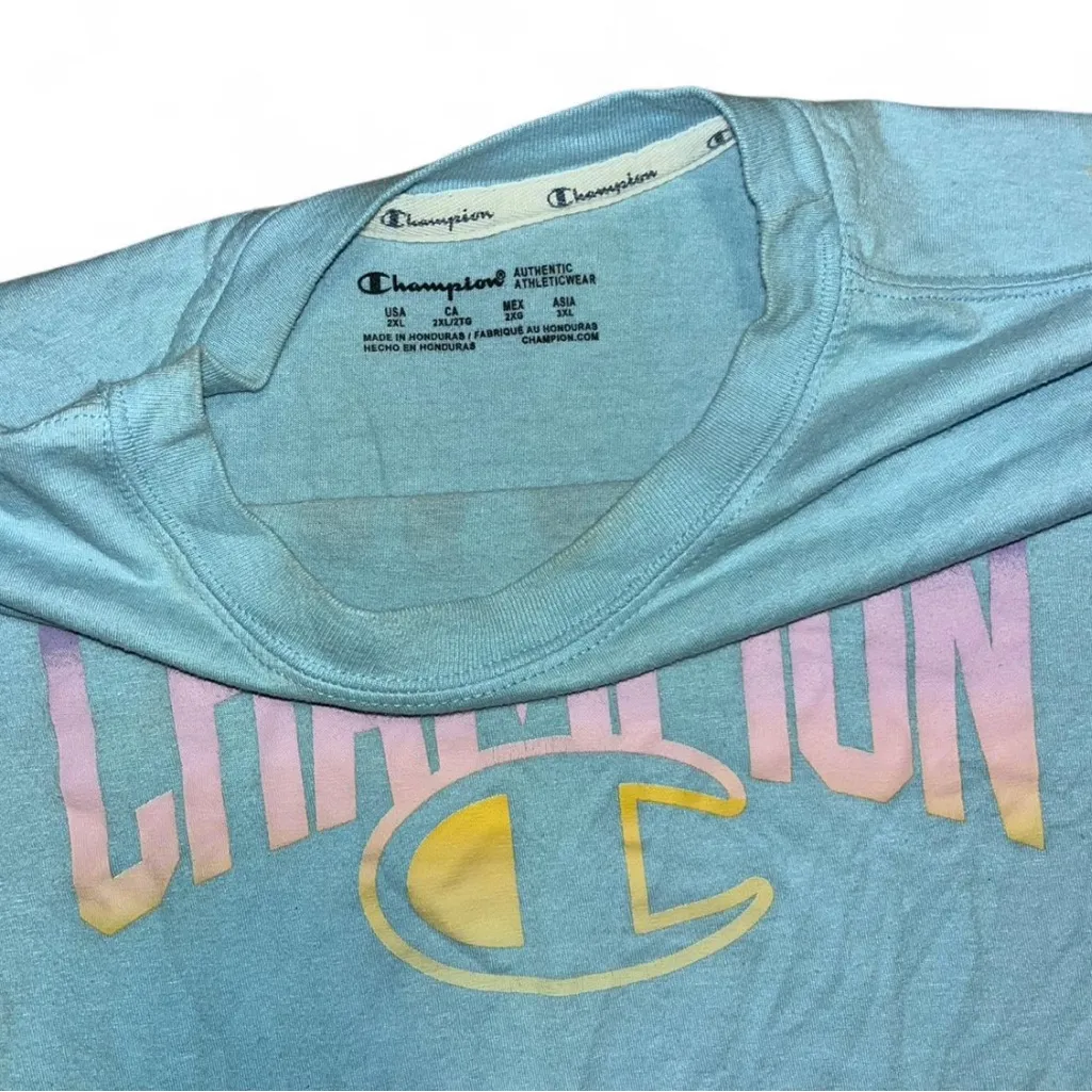 Champion Classic Graphic T-Shirt Light Blue Multi-Color Logo – Size 2XL - Image 3
