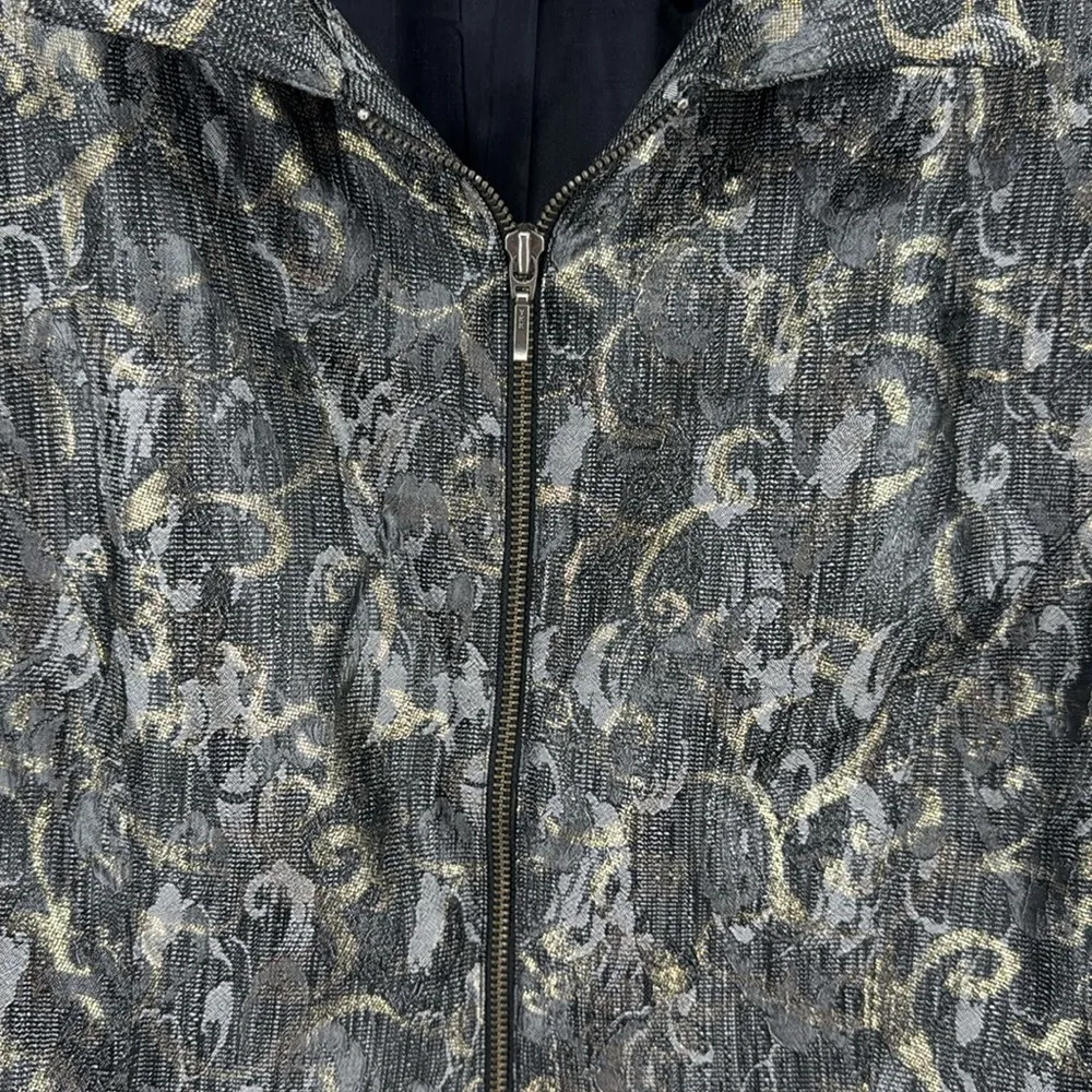Chico's Gold Black silver Casual zip front lined jacket blazer metallic XL 3 - Image 7
