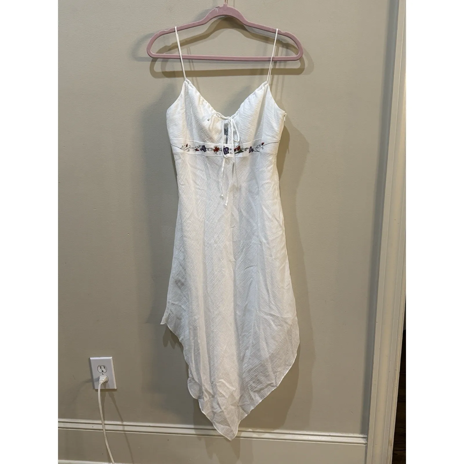 Laundry By Shelli Segal White Embroidered‎ Sundress Peasant Milkmaid Fairy Core - Image 2
