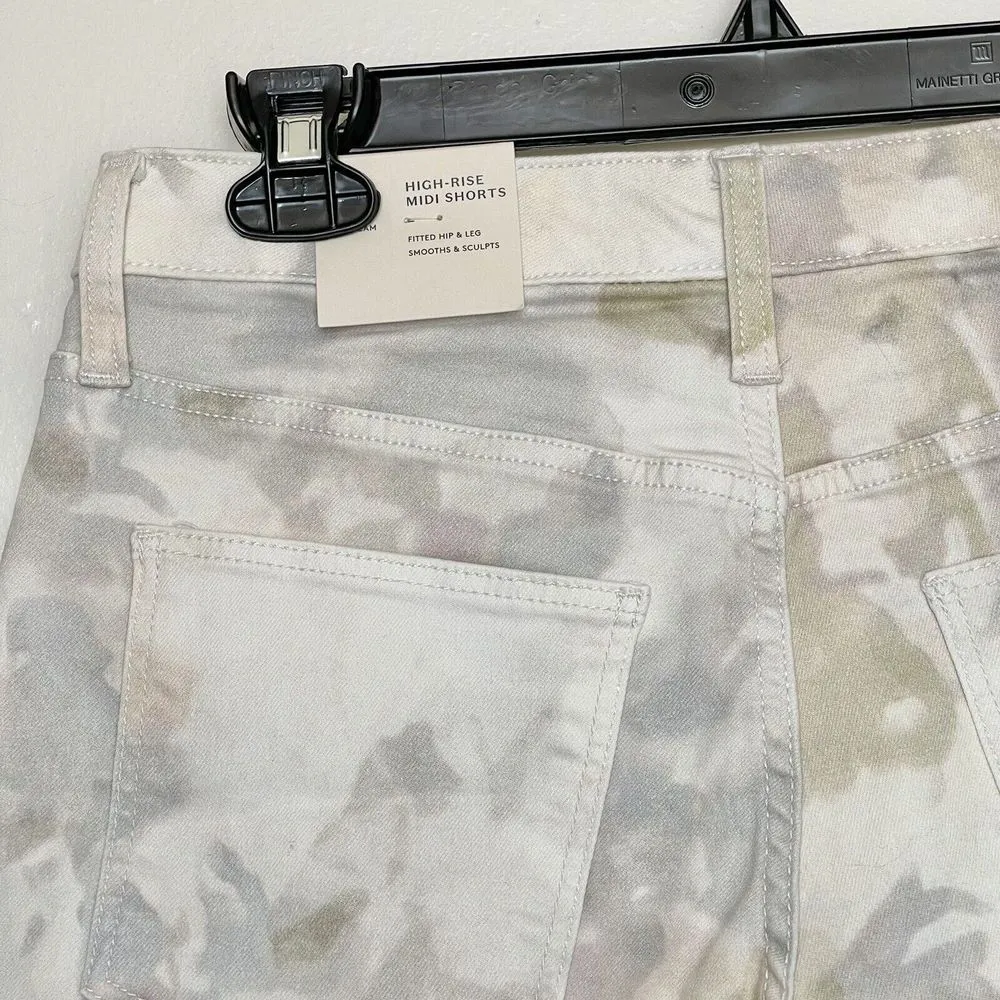 A New Day Womens Shorts Sz 4 Floral Print White High Rise Midi Smooth Sculpts - Image 4