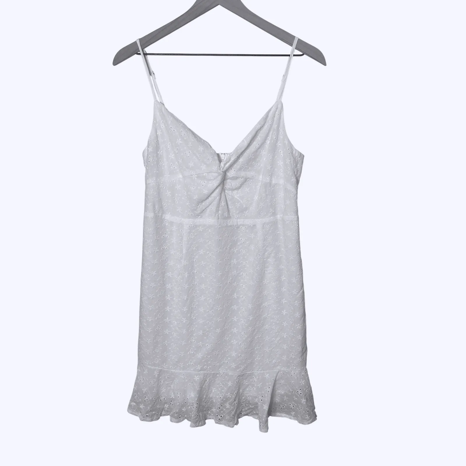 Petal+Pup Lulani White‎ Eyelet Frill Mini Dress Knot Twist Womens Size Large NWT White - Image 2