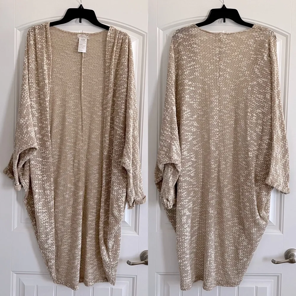 Free People Cotton Blend Cardigan Knit Sweater Beige One Size NEW - Image 5