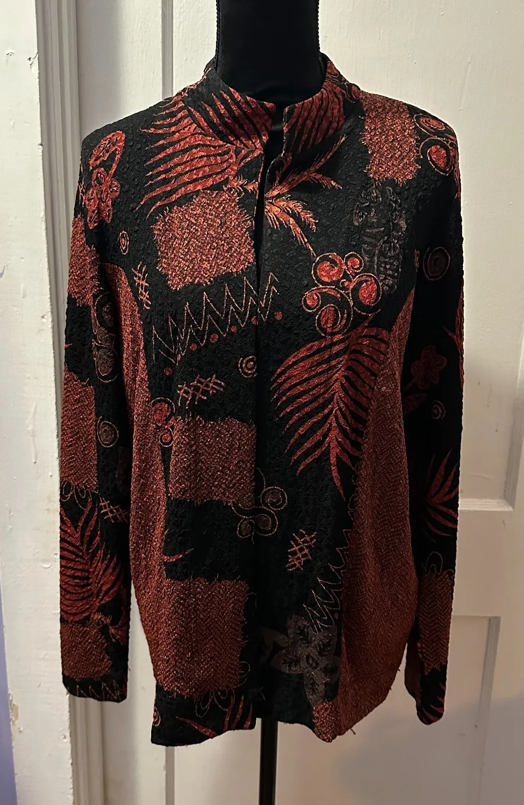 Christopher & Banks Red and Black Embroidered Cardigan in XL - Image 1