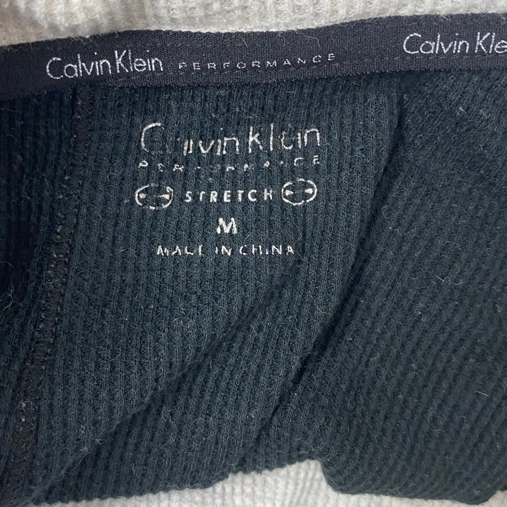 Calvin Klein Gray. Black Waffle Weave Cowl Neck Color Block Long Sleeve Top M - Image 3