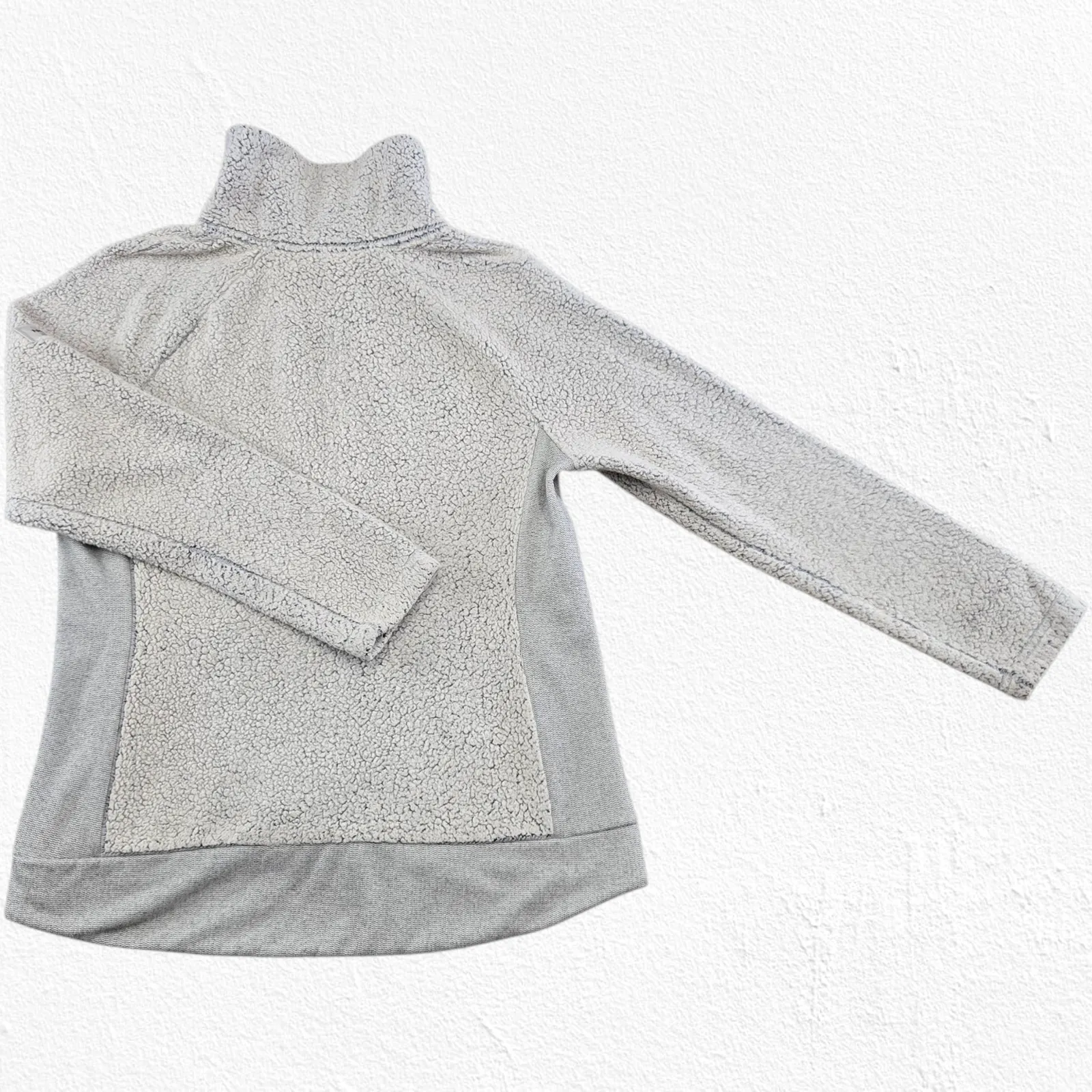 The North Face Cream Gray Sherpa Fleece Soft Cozy Full Zip Jacket Size Large - Image 9