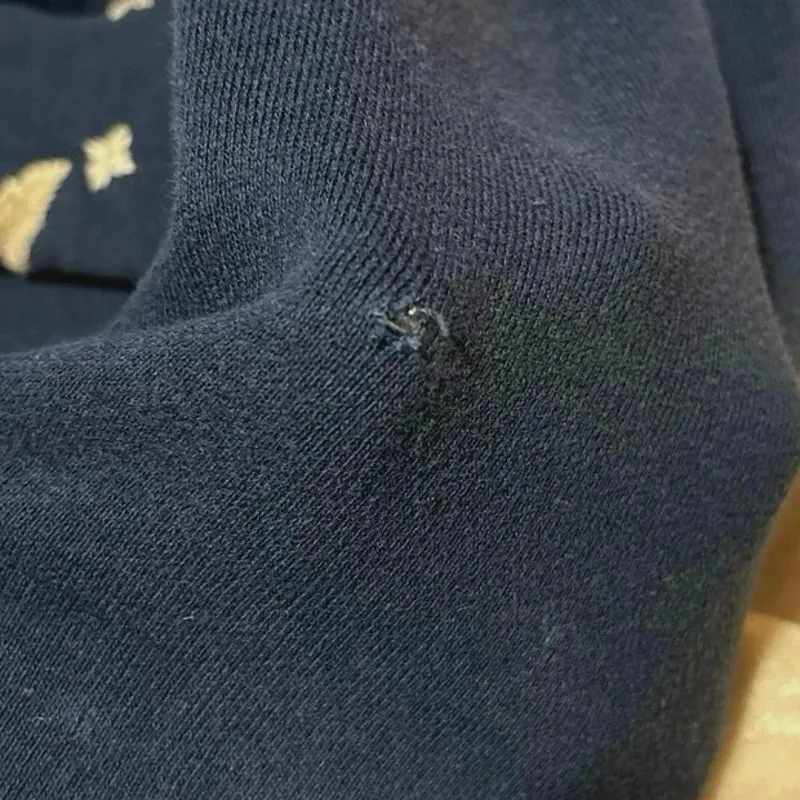 Johnny Was Size M Embroidered Sweatshirt Navy Blue FLAWS - Image 7