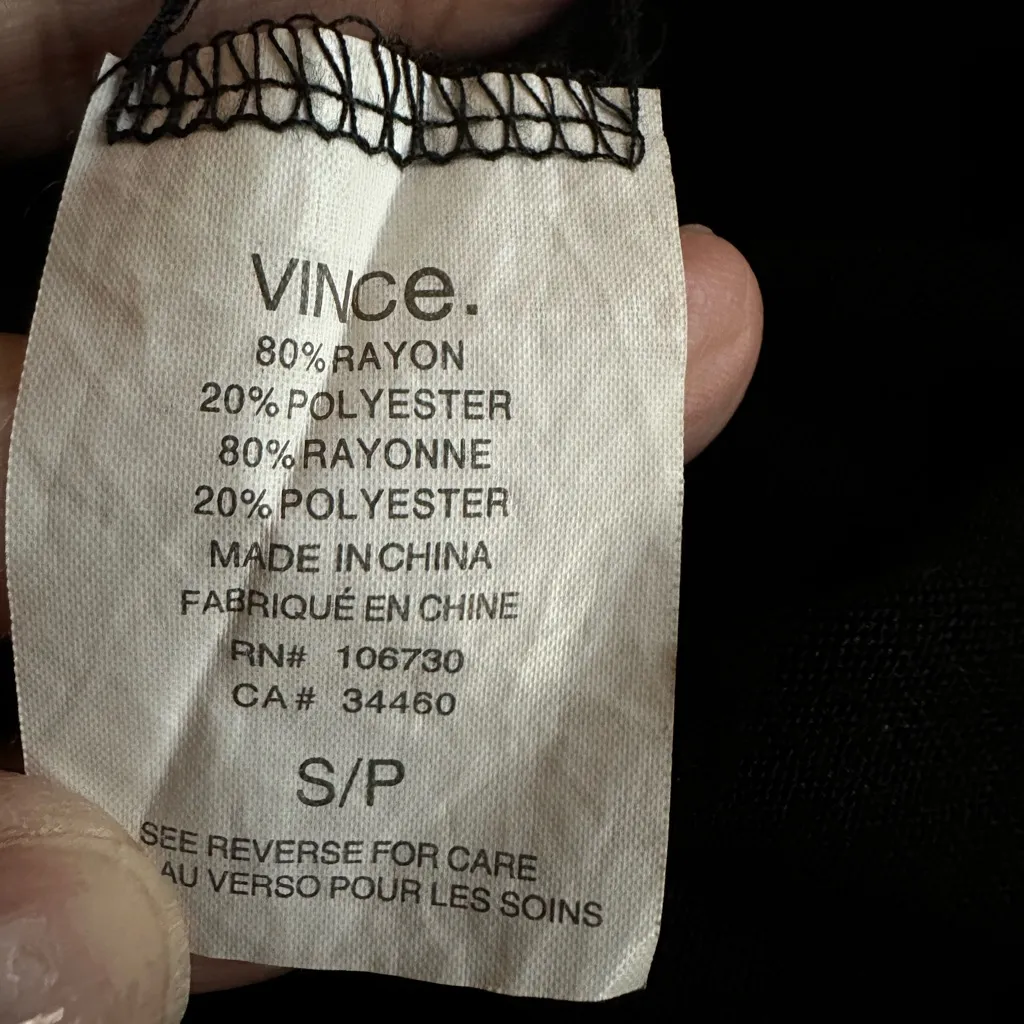 Vince . Classic Black Tissue Tee T-Shirt Elevated Basic Short Sleeve Small - Image 8