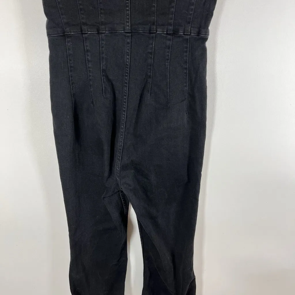 Free People‎ Women's Jayde Flare Jumpsuit - Black Denim Large Boho Casual - Image 10