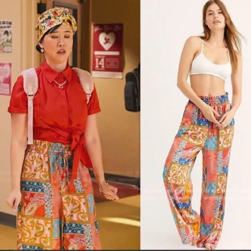 Free People Intimately Patch Things Up Satin Wide Leg Pull On Pants Sz M 🧡🎀 - Image 2