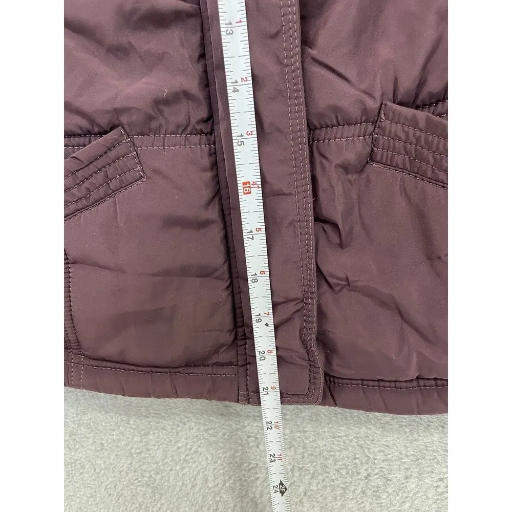 Coffee Shop Women’s Vest Puffy Purple Fur Lined Hoodie Size Small Button Front - Image 4