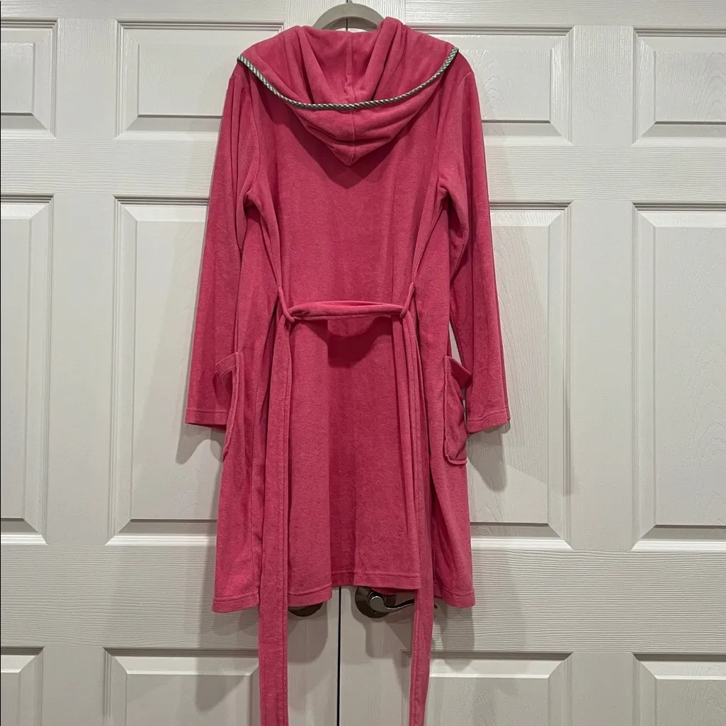 RALPH LAUREN Terry Cloth Bathrobe Hot Pink Green Gingham Womens Size XS Small - Image 4