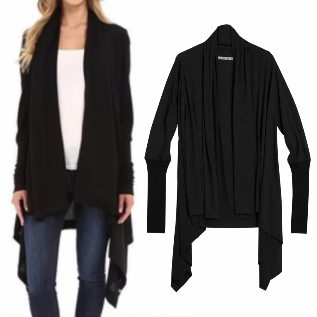Icebreaker Women’s Merino Wool Sydney Wrap Cardigan Open Front Sweater Black S - Image 2