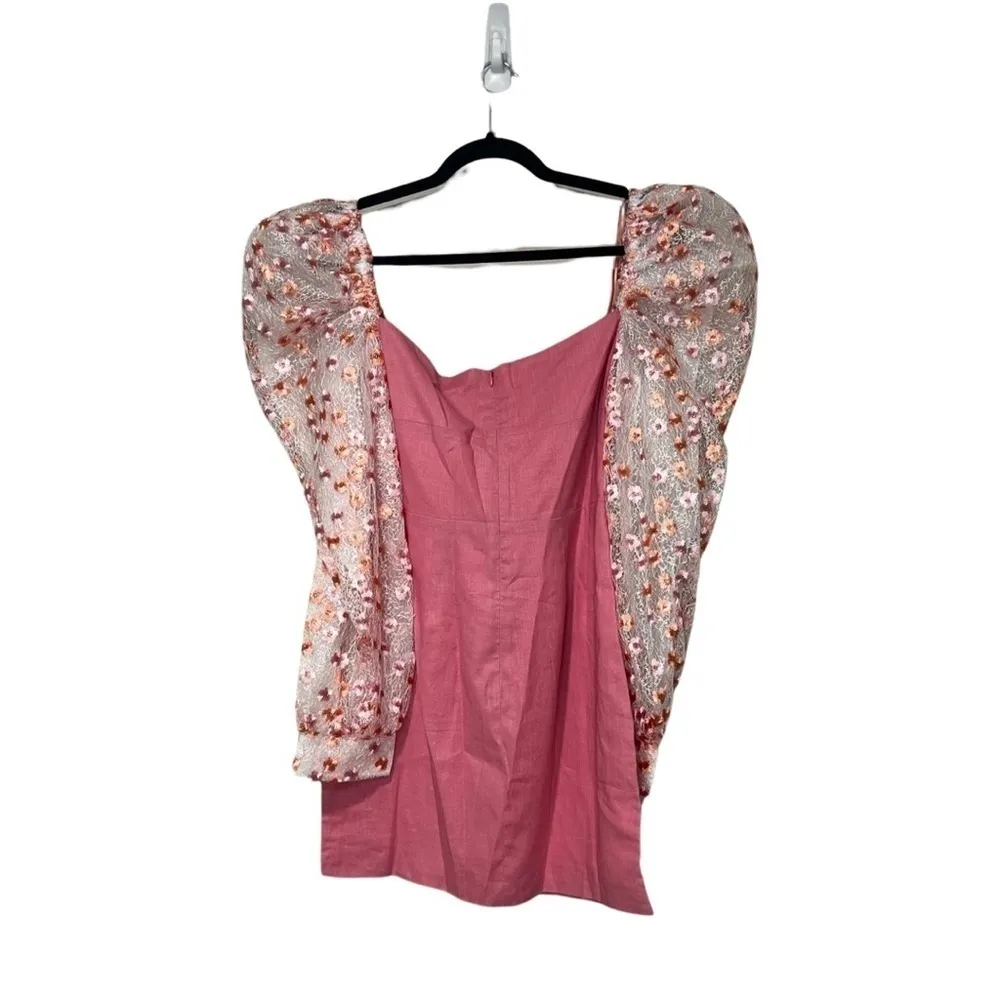 NWT ATOIR x REVOLVE The Madison Embroidered Cocktail Mini Dress Pink Sz L Size L - Image 4