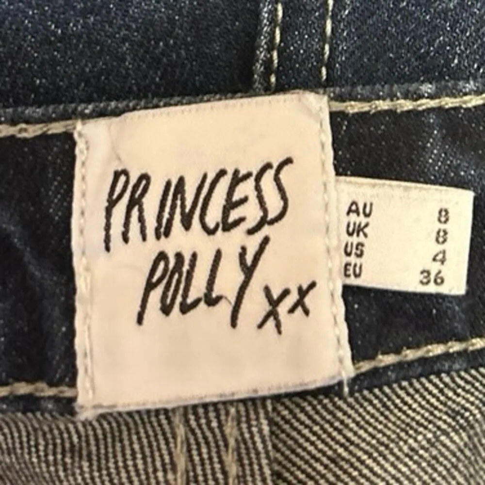 Princess Polly Women's Blue Mid Rise Baggy Loose Wide Leg Denim Jeans Size 4 - Image 4