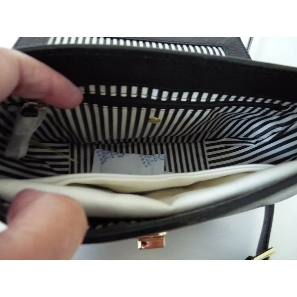 Kate Spade "Rita" Black Leather Satchel Cross-Body Turnlock Closure Chain Strap - Image 6