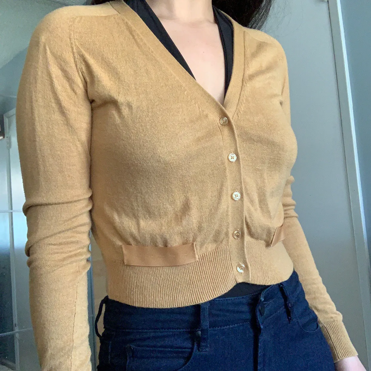 ASOS marigold Ribbon Trim Cropped Cardigan - Image 3