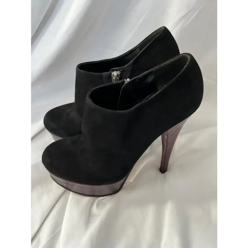 Alejandro ingelmo Black Suede Purple Platform‎ Bootie heels Size 39 - Image 3