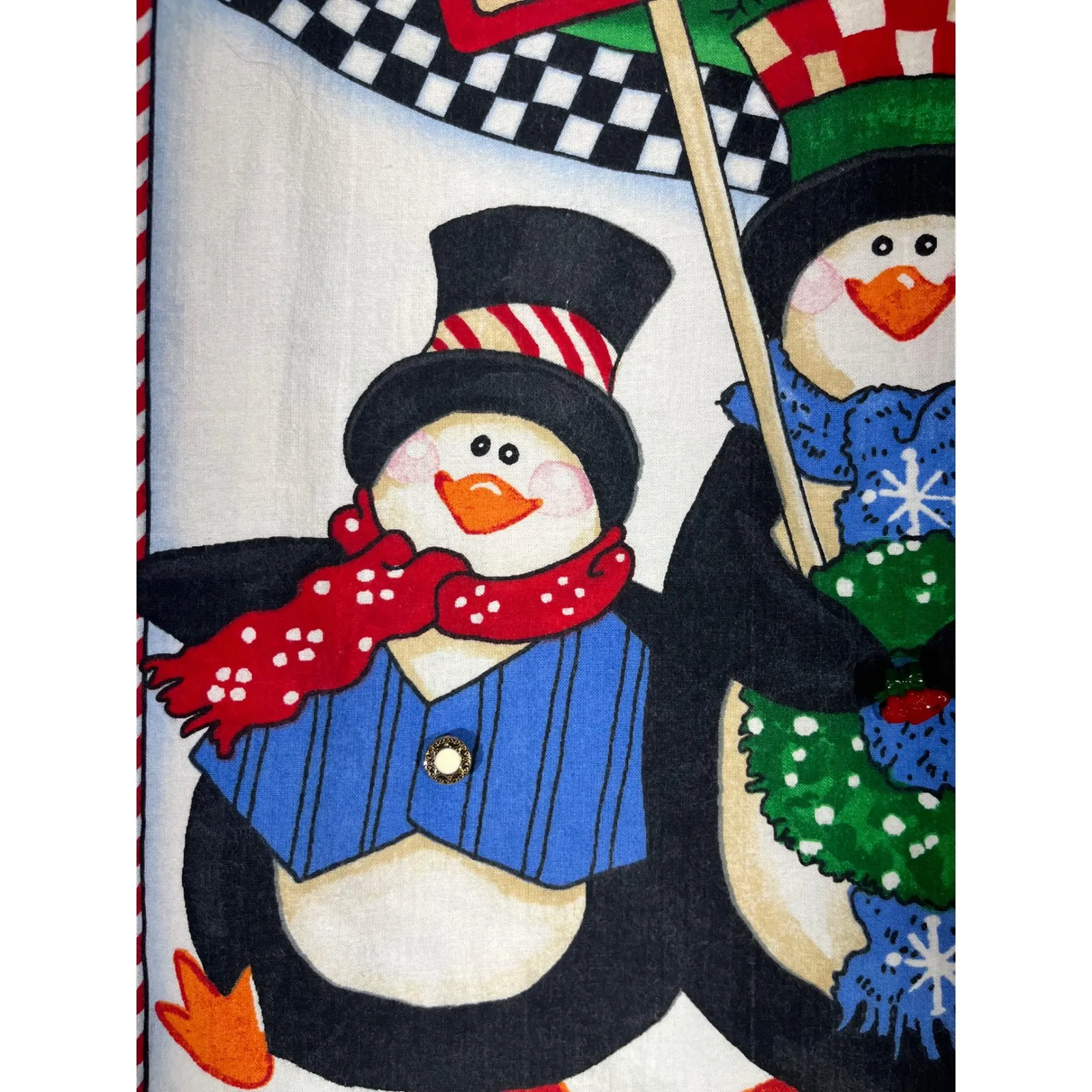 Vintage Handmade Penguin Christmas Vest Womens North Pole Reversible Holiday M/L Blue Size L - Image 13