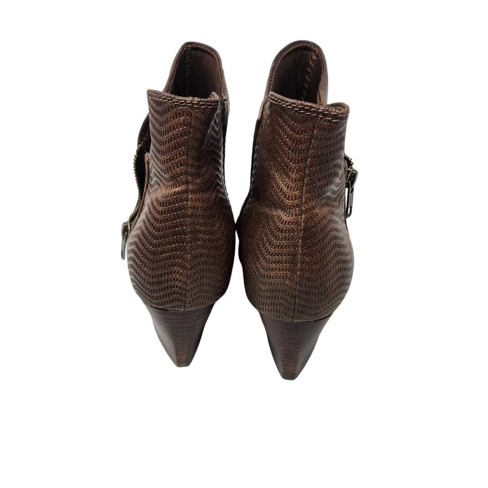 Baretraps Faux Leather Vegan Langley Ankle Boots Brown Side Zip Size 10 M - Image 5