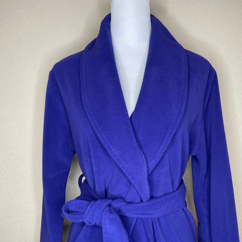Cheressi Vintage Purple Fleece Tie Wrap Robe Housecoat Cozy Comfy Winter Sz Sm - Image 2