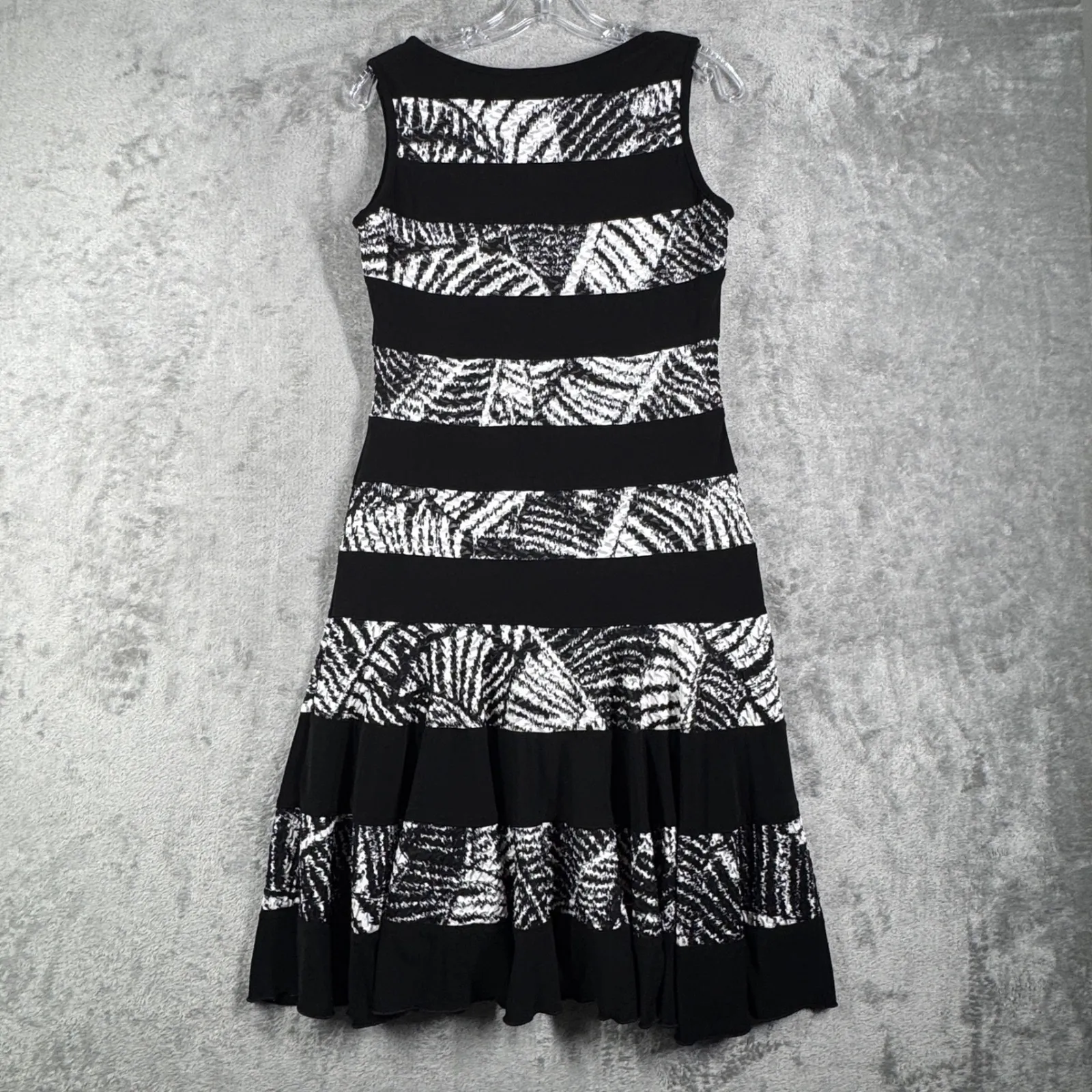 Joseph Ribkoff Dress Black White Striped Aline Office Going Out Party Size 6 - Image 3