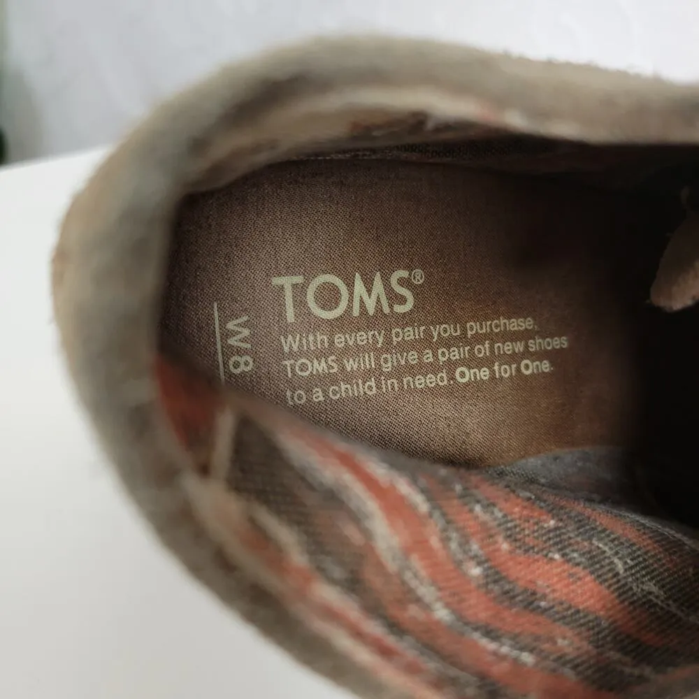 Toms Women's Shoes Size 8 Brown Suede Lace-Up Almond Toe Buck Wedges Heels - Image 9