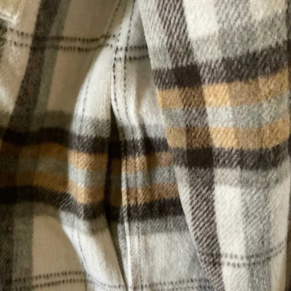 Melloday Plaid Flannel Shirt Jacket Size Large Brown - Image 3