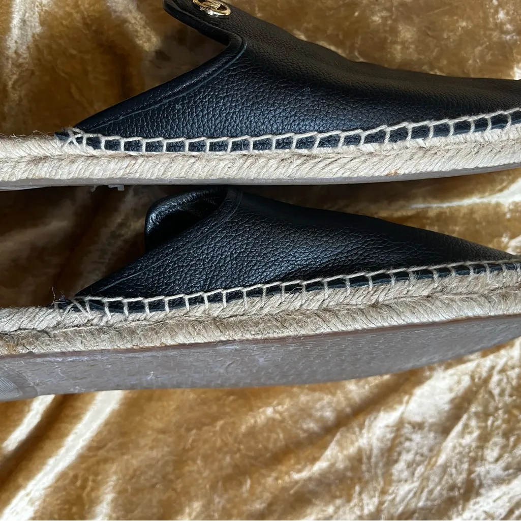 Michael Kors Black and Beige Espadrille Mules - Image 7