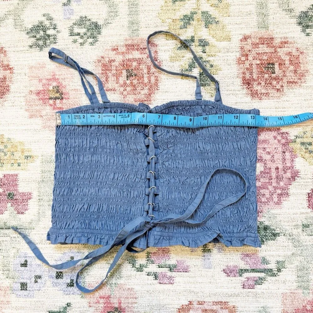 American Eagle Tube Top Womens Medium Lace Up Front Smocked Boho Festival NWT - Image 3