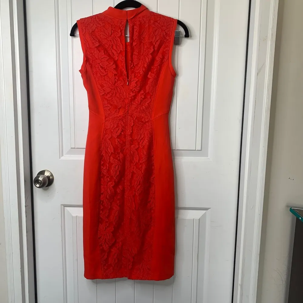 Reiss red‎ lace sleeveless sheath dress size 0 party date night wedding guest - Image 5