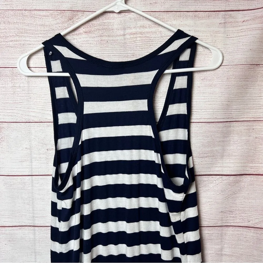 One Clothing Women's Sleeveless Racerback Striped Front Pocket Navy Stripe Dress Blue Size M - Image 3
