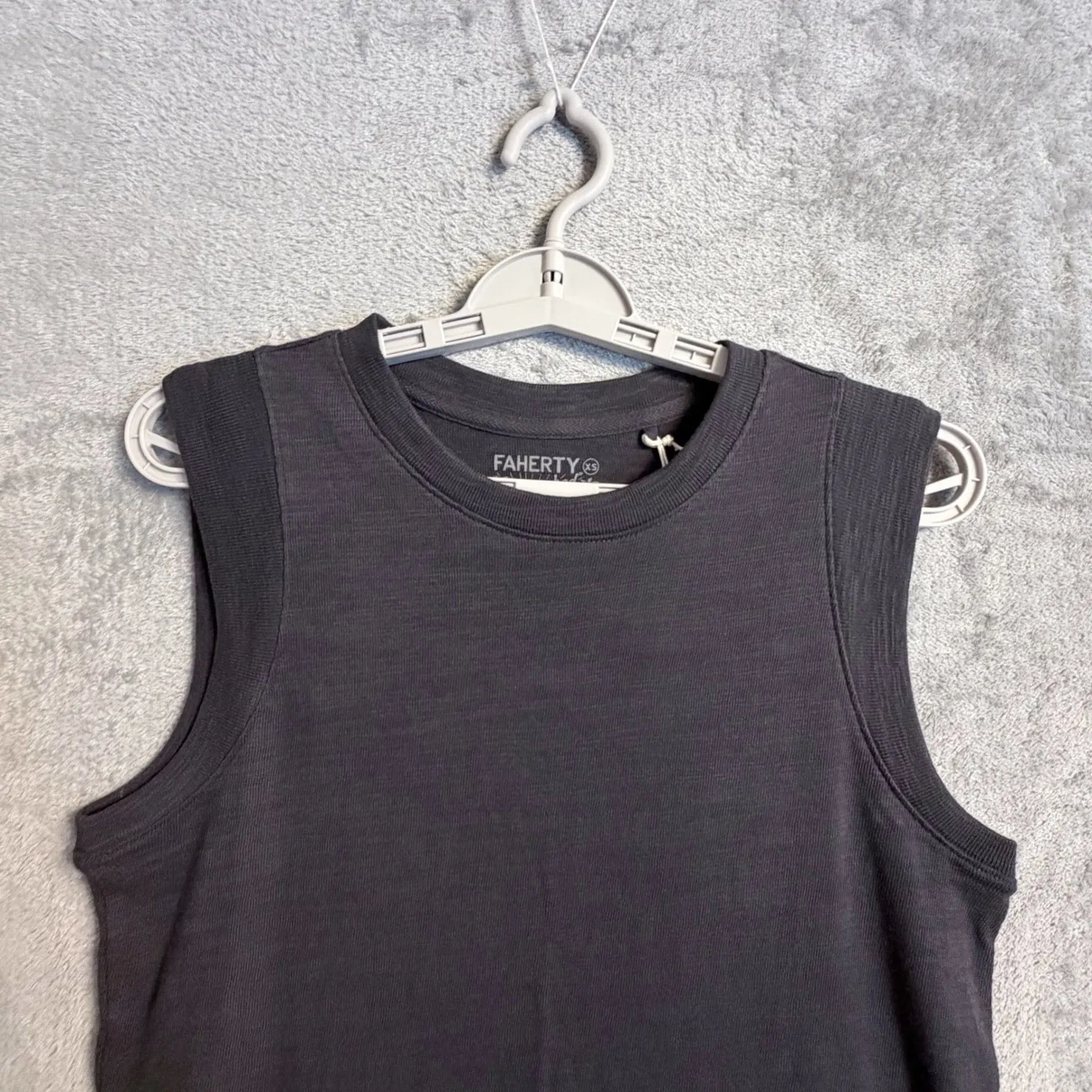 Faherty Sunwashed Slub Muscle Dress S Washed Black Sleeveless Mini Knit Tank - Image 4