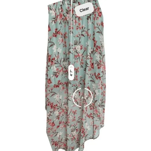 As U Wish Green Floral Chiffon Smocked Asymmetrical‎ Dress LARGE Cottage Flowy - Image 9