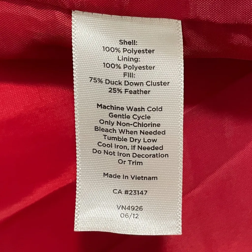 Talbots Red Puffer Sleeveless Zip Up Vest Small Duck Down Feathers Pockets - Image 8