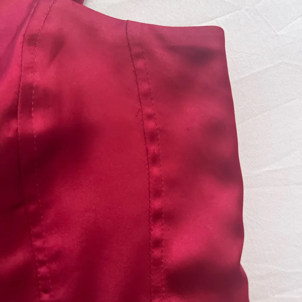 Elodie Red Asymmetrical Ruched Slip Dress - Image 8