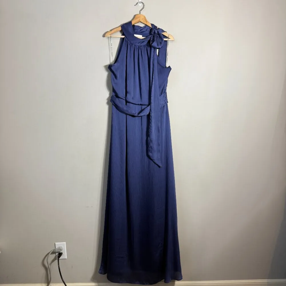 Sachin & Babi Kayla Crinkled Georgette Maxi Gown Women's 12 Deep Cobalt NWOT - Image 6