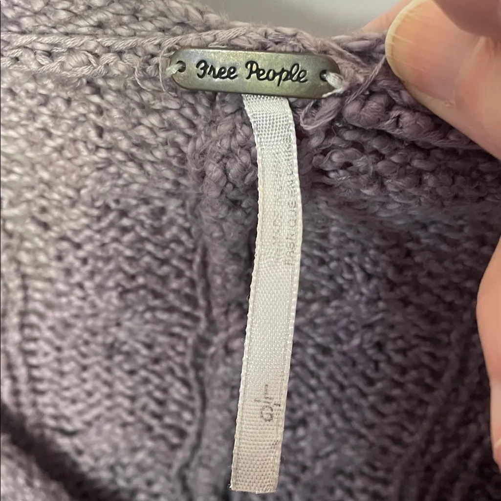 Free People Easy V Cable Mushroom Sweater Large - Image 5