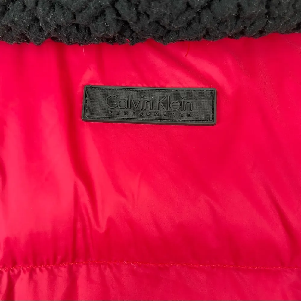 Calvin Klein Performance Down Fill Pink Vest Sherpa Plush Collar - Image 9