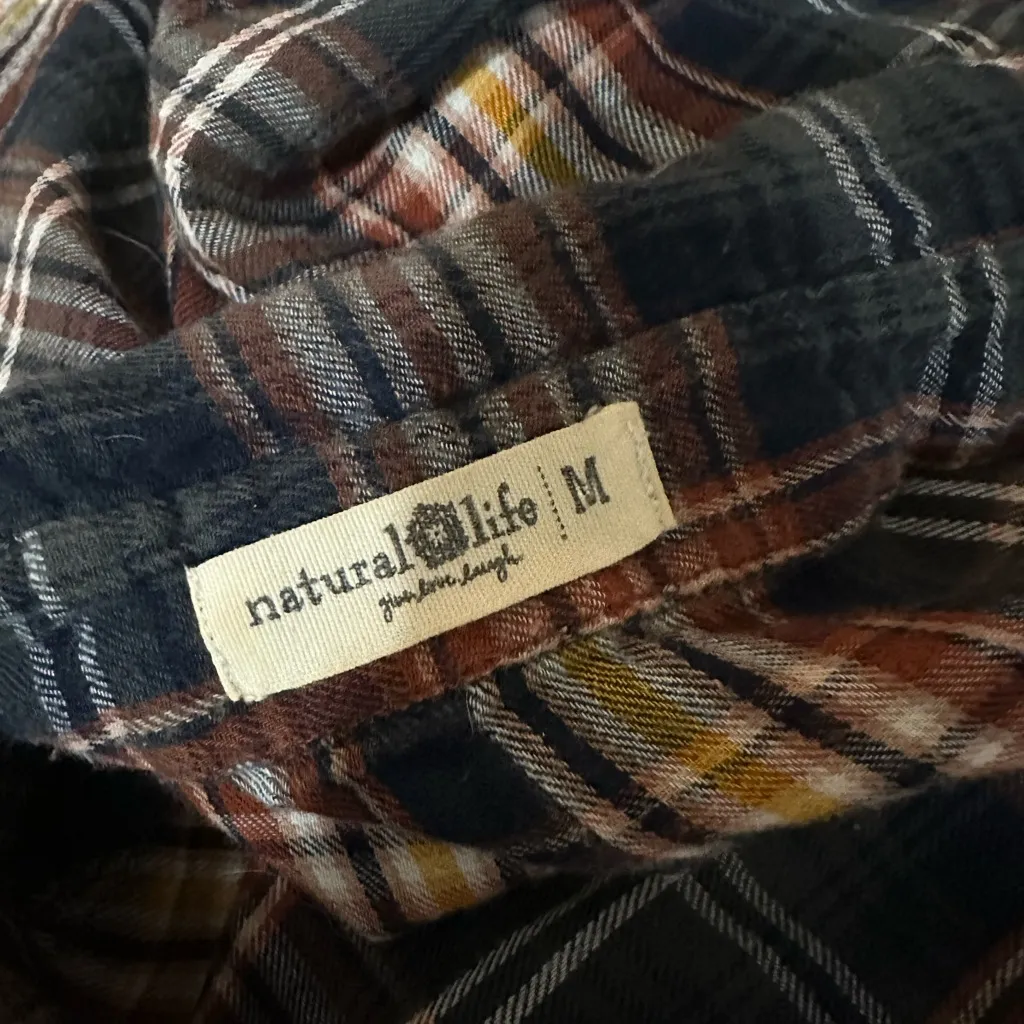 Natural life Cooper Shirt Dress - Navy Rust Plaid size medium - Image 4